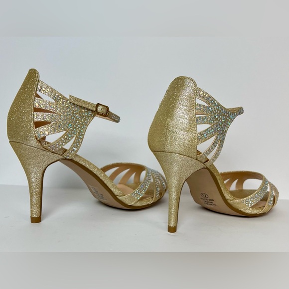 Cityclassified Shoes - Gold Bling Rhinestone Heels Sz 7.5M by CityCassified
